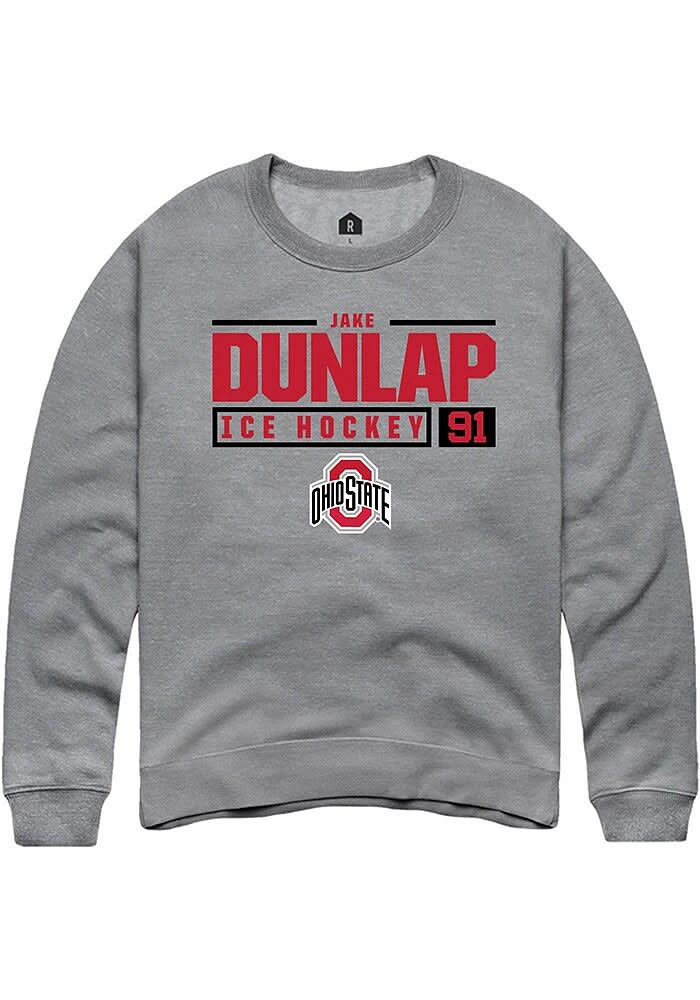 Jake Dunlap  Rally Ohio State Buckeyes Mens Graphite NIL Stacked Box Long Sleeve Crew Sweatshirt