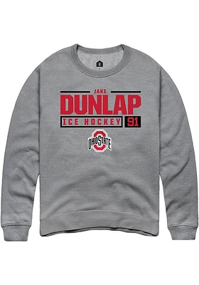 Jake Dunlap  Rally Ohio State Buckeyes Mens Graphite NIL Stacked Box Long Sleeve Crew Sweatshirt