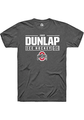 Jake Dunlap  Ohio State Buckeyes Dark Grey Rally NIL Stacked Box Short Sleeve T Shirt