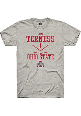 Logan Terness  Ohio State Buckeyes Ash Rally NIL Sport Icon Short Sleeve T Shirt