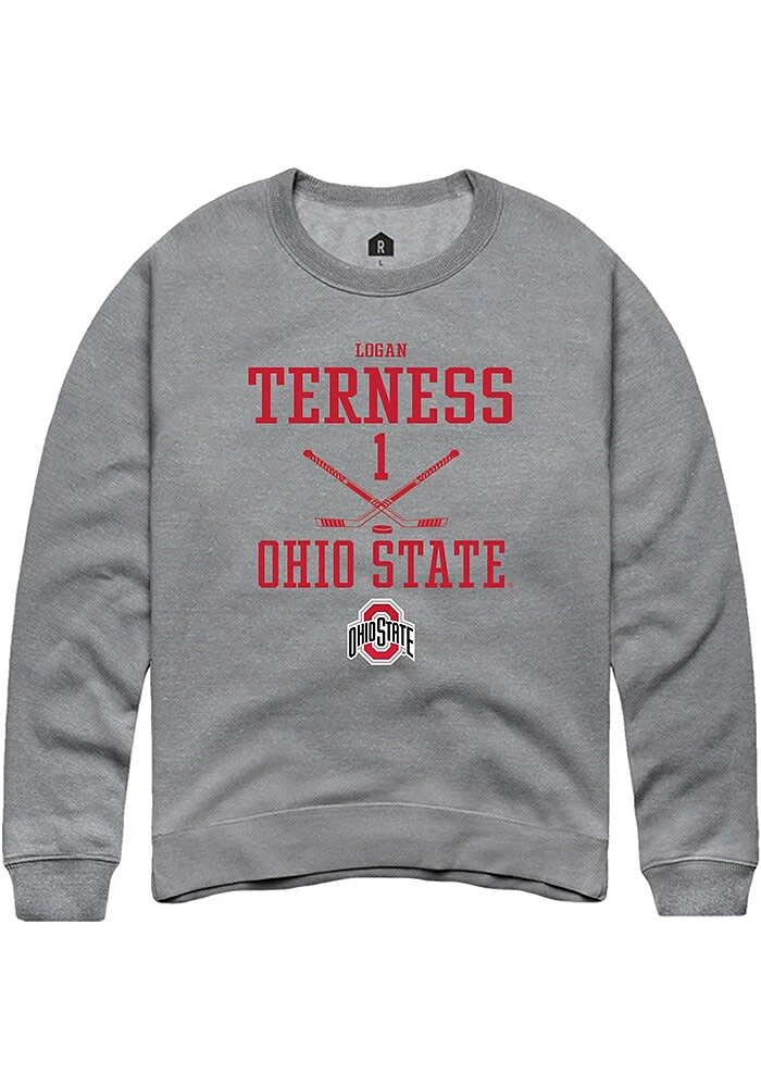 Logan Terness  Rally Ohio State Buckeyes Mens Graphite NIL Sport Icon Long Sleeve Crew Sweatshir..