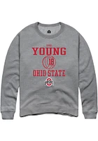 Cole Young  Rally Ohio State Buckeyes Mens Graphite NIL Sport Icon Long Sleeve Crew Sweatshirt