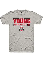 Cole Young  Ohio State Buckeyes Ash Rally NIL Stacked Box Short Sleeve T Shirt