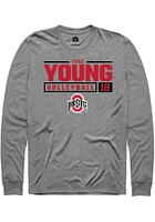 Cole Young  Ohio State Buckeyes Graphite Rally NIL Stacked Box Long Sleeve T Shirt