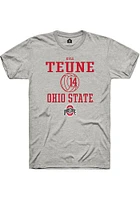 Kyle Teune  Ohio State Buckeyes Ash Rally NIL Sport Icon Short Sleeve T Shirt