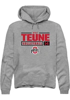 Kyle Teune  Rally Ohio State Buckeyes Mens Graphite NIL Stacked Box Long Sleeve Hoodie