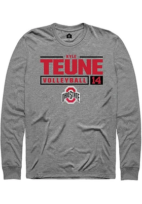 Kyle Teune  Ohio State Buckeyes Graphite Rally NIL Stacked Box Long Sleeve T Shirt