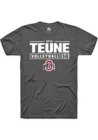 Kyle Teune  Ohio State Buckeyes Dark Grey Rally NIL Stacked Box Short Sleeve T Shirt