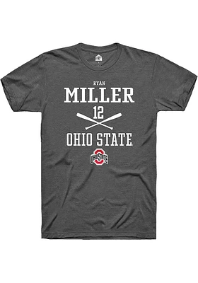 Ryan Miller  Ohio State Buckeyes Dark Grey Rally NIL Sport Icon Short Sleeve T Shirt