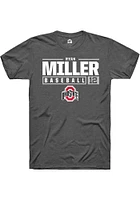 Ryan Miller  Ohio State Buckeyes Dark Grey Rally NIL Stacked Box Short Sleeve T Shirt