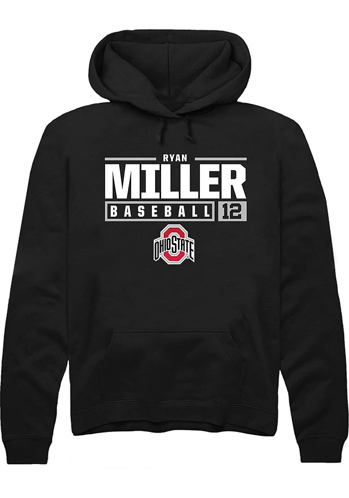 Ryan Miller Rally Ohio State Buckeyes Mens NIL Stacked Box Long Sleeve Hoodie