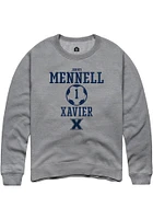 Jonny Mennell  Rally Xavier Musketeers Mens Graphite NIL Sport Icon Long Sleeve Crew Sweatshirt