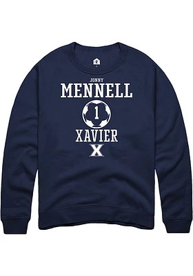 Jonny Mennell  Rally Xavier Musketeers Mens Navy Blue NIL Sport Icon Long Sleeve Crew Sweatshirt