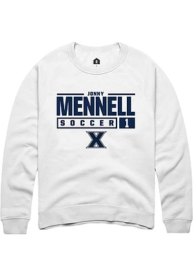 Jonny Mennell  Rally Xavier Musketeers Mens White NIL Stacked Box Long Sleeve Crew Sweatshirt