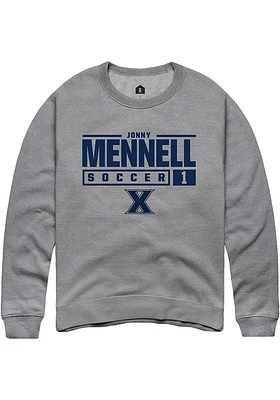 Jonny Mennell  Rally Xavier Musketeers Mens Graphite NIL Stacked Box Long Sleeve Crew Sweatshirt