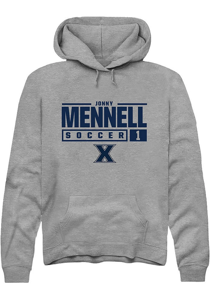 Jonny Mennell  Rally Xavier Musketeers Mens Graphite NIL Stacked Box Long Sleeve Hoodie