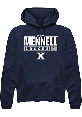 Jonny Mennell  Rally Xavier Musketeers Mens Navy Blue NIL Stacked Box Long Sleeve Hoodie