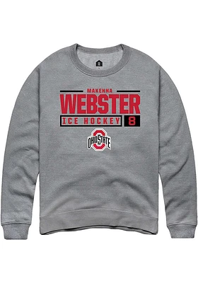 Makenna Webster  Rally Ohio State Buckeyes Mens Graphite NIL Stacked Box Long Sleeve Crew Sweats..