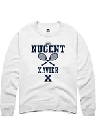 Abby Nugent  Rally Xavier Musketeers Mens White NIL Sport Icon Long Sleeve Crew Sweatshirt