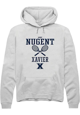 Abby Nugent  Rally Xavier Musketeers Mens White NIL Sport Icon Long Sleeve Hoodie