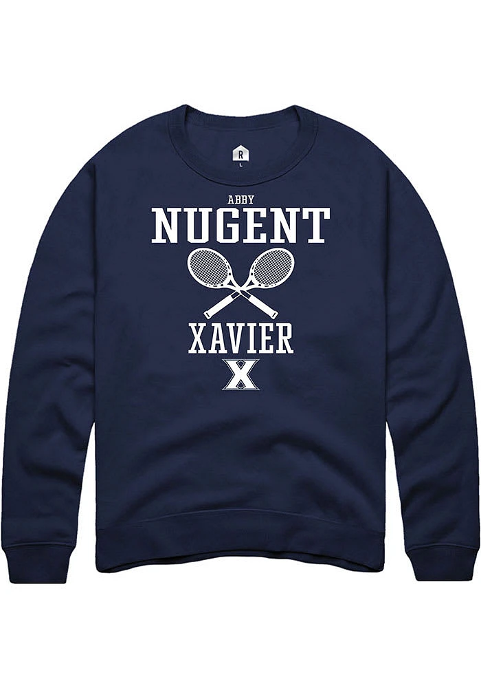 Abby Nugent  Rally Xavier Musketeers Mens Navy Blue NIL Sport Icon Long Sleeve Crew Sweatshirt