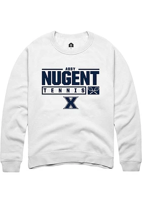 Abby Nugent  Rally Xavier Musketeers Mens White NIL Stacked Box Long Sleeve Crew Sweatshirt