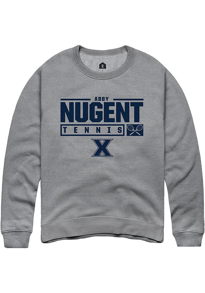 Abby Nugent Rally Xavier Musketeers Mens Graphite NIL Stacked Box Long Sleeve Crew Sweatshirt