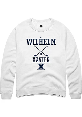 AJ Wilhelm  Rally Xavier Musketeers Mens White NIL Sport Icon Long Sleeve Crew Sweatshirt