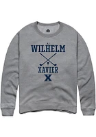 AJ Wilhelm  Rally Xavier Musketeers Mens Graphite NIL Sport Icon Long Sleeve Crew Sweatshirt