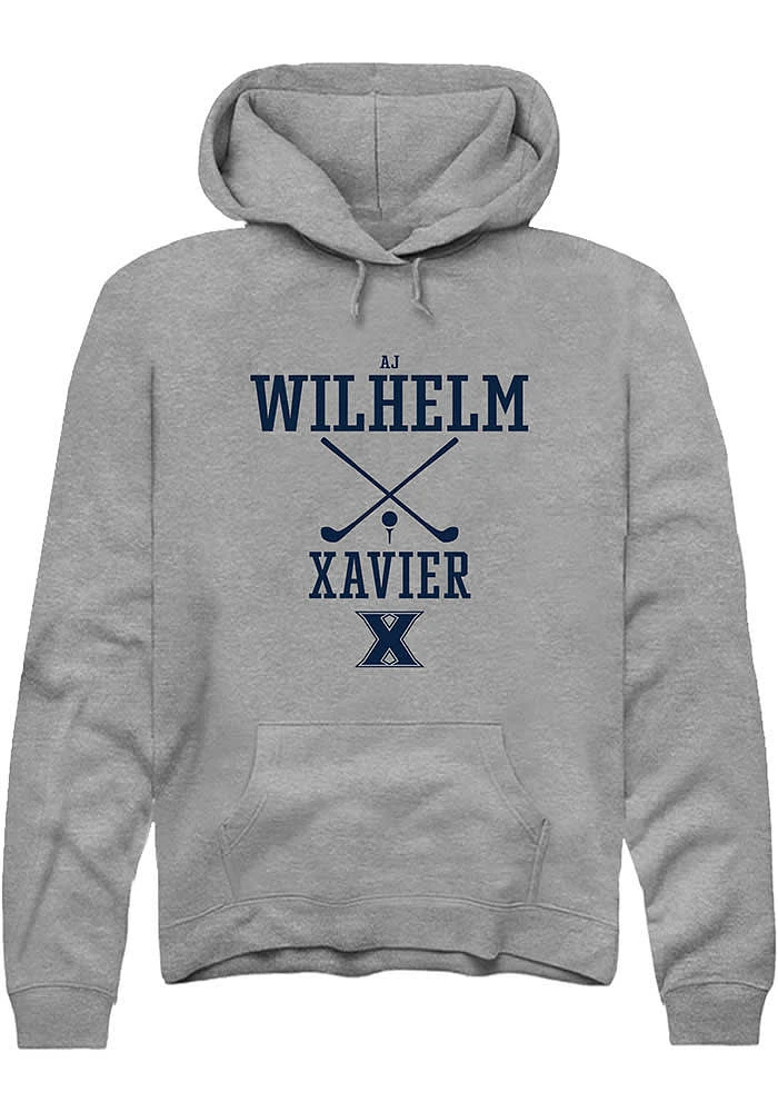 AJ Wilhelm  Rally Xavier Musketeers Mens Graphite NIL Sport Icon Long Sleeve Hoodie