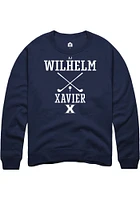 AJ Wilhelm  Rally Xavier Musketeers Mens Navy Blue NIL Sport Icon Long Sleeve Crew Sweatshirt