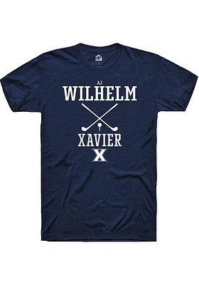 AJ Wilhelm  Xavier Musketeers Navy Blue Rally NIL Sport Icon Short Sleeve T Shirt