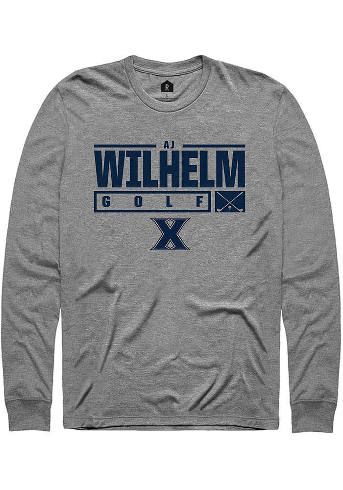 AJ Wilhelm  Xavier Musketeers Graphite Rally NIL Stacked Box Long Sleeve T Shirt