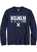 AJ Wilhelm  Xavier Musketeers Navy Blue Rally NIL Stacked Box Long Sleeve T Shirt