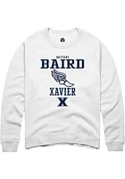 Brittany Baird  Rally Xavier Musketeers Mens White NIL Sport Icon Long Sleeve Crew Sweatshirt