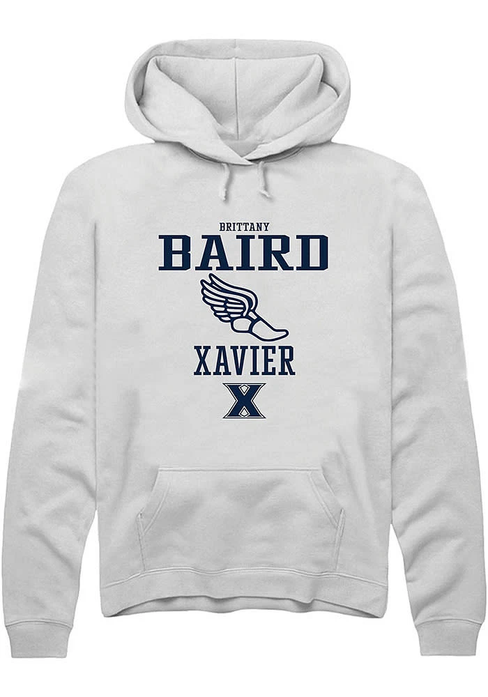 Brittany Baird  Rally Xavier Musketeers Mens White NIL Sport Icon Long Sleeve Hoodie