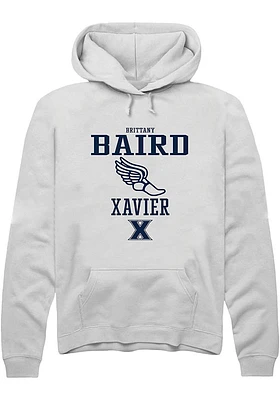 Brittany Baird  Rally Xavier Musketeers Mens White NIL Sport Icon Long Sleeve Hoodie