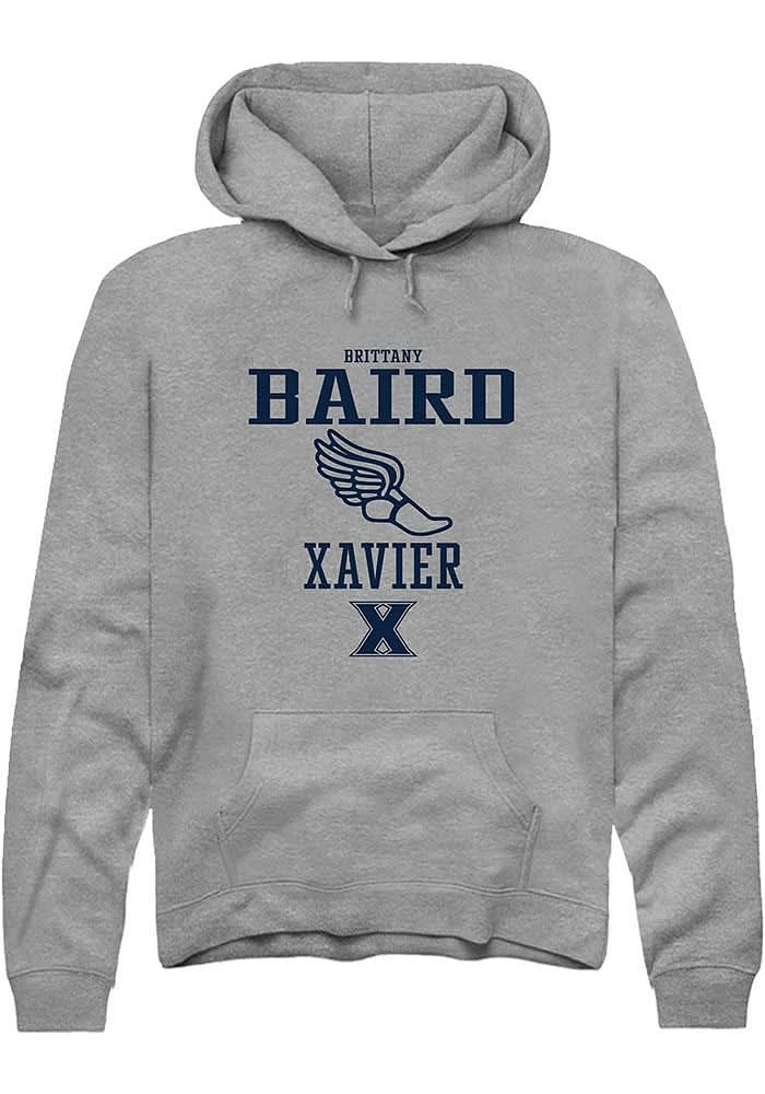 Brittany Baird  Rally Xavier Musketeers Mens Graphite NIL Sport Icon Long Sleeve Hoodie