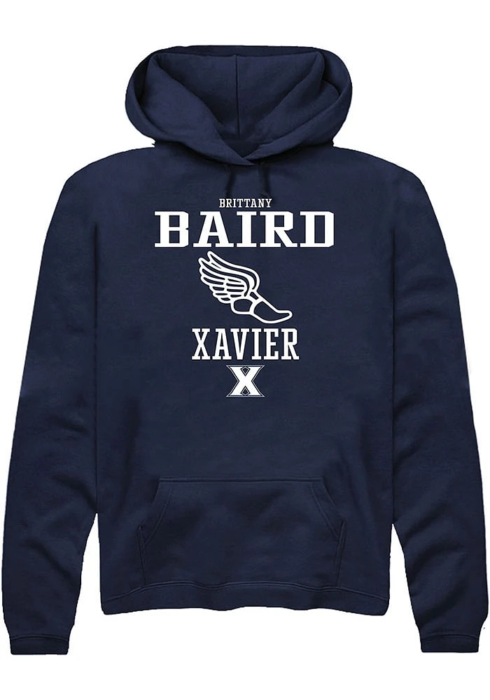Brittany Baird Rally Xavier Musketeers Mens Navy Blue NIL Sport Icon Long Sleeve Hoodie