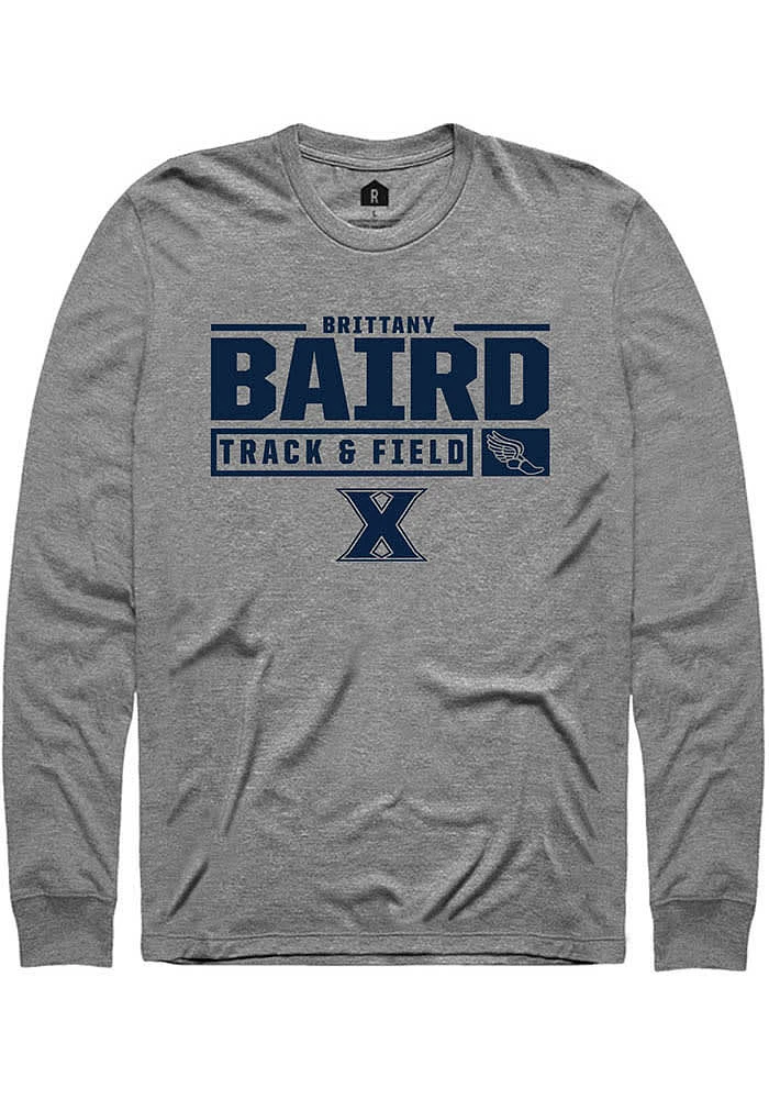 Brittany Baird  Xavier Musketeers Graphite Rally NIL Stacked Box Long Sleeve T Shirt