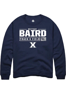 Brittany Baird  Rally Xavier Musketeers Mens Navy Blue NIL Stacked Box Long Sleeve Crew Sweatshi..