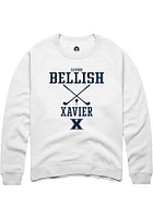 Carson Bellish  Rally Xavier Musketeers Mens White NIL Sport Icon Long Sleeve Crew Sweatshirt