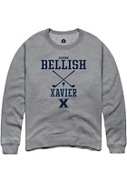 Carson Bellish  Rally Xavier Musketeers Mens Graphite NIL Sport Icon Long Sleeve Crew Sweatshirt