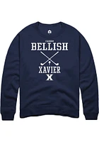 Carson Bellish  Rally Xavier Musketeers Mens Navy Blue NIL Sport Icon Long Sleeve Crew Sweatshir..