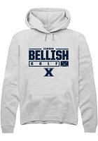 Carson Bellish  Rally Xavier Musketeers Mens White NIL Stacked Box Long Sleeve Hoodie