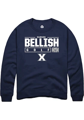 Carson Bellish  Rally Xavier Musketeers Mens Navy Blue NIL Stacked Box Long Sleeve Crew Sweatshi..