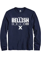 Carson Bellish  Xavier Musketeers Navy Blue Rally NIL Stacked Box Long Sleeve T Shirt