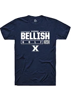 Carson Bellish  Xavier Musketeers Navy Blue Rally NIL Stacked Box Short Sleeve T Shirt