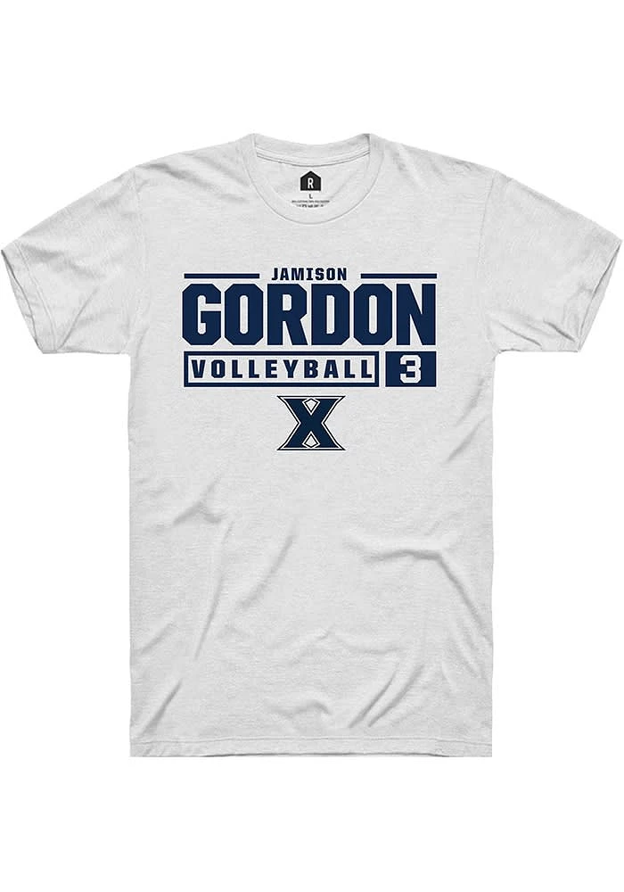 Jamison Gordon  Xavier Musketeers White Rally NIL Stacked Box Short Sleeve T Shirt