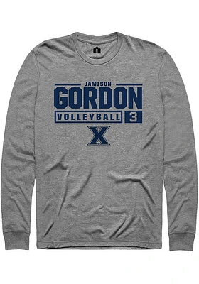 Jamison Gordon  Xavier Musketeers Graphite Rally NIL Stacked Box Long Sleeve T Shirt